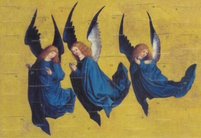 Meister des Hausbuches . Drei schwebende Engel, 47x31cm.