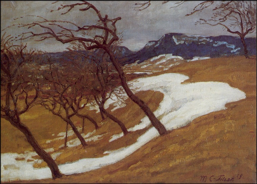 Caspar-Filser, Maria.Schneeschmelze (Balinger Alb), 1909. KK
