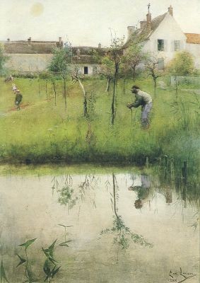 Carl Larsson. Der alte Mann und die Neupflanzung, 1883