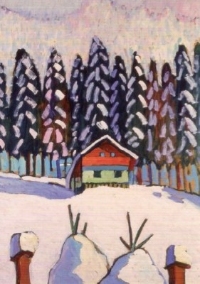 Gabriele Münter. Haus mit Tannen im Schnee
