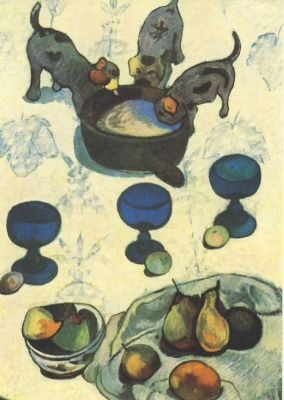 Paul Gauguin. Stilleben mit Welpen. KK