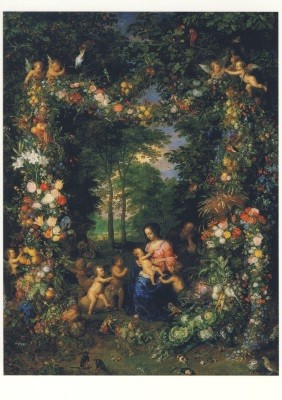 Brueghel. Die Heilige Familie/Blumen-u.Früchtekranz, Auss.KK