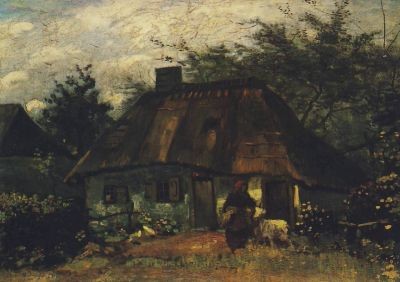 Vincent van Gogh. Bauerngehöft mit Bauern und Ziege, 1885