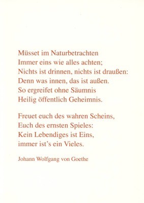 Johann Wolfgang von Goethe "Epirrhema".