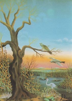 Kovacic, J. Vögel im Moor. Kunstkarte 2. Wahl