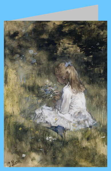 Jacob Maris. Ein Mädchen mit Blumen auf der Wiese, 1878