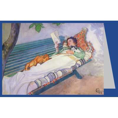 Carl Larsson. Lesende Frau auf einer Gartenbank..., 1913