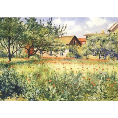 Johan Eric Ericson, Mohnblumen auf sonniger Wiese, 1923