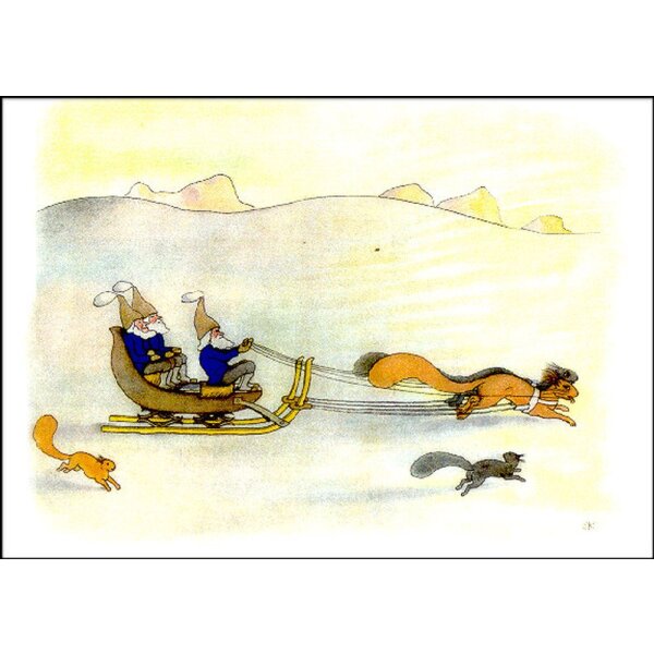 Ernst Kreidolf. Eichhörnchengespann aus "Ein Wintermärchen"
