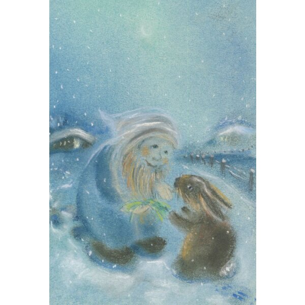 Sabine Reinink. Zwerg mit Hase im Winter