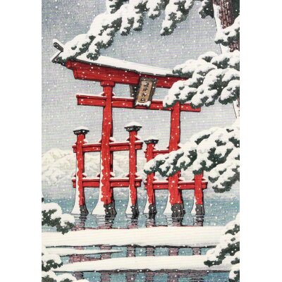 Kawase Hasui. Schnee am Itsukushima-Schrein in Miyalima, 1929