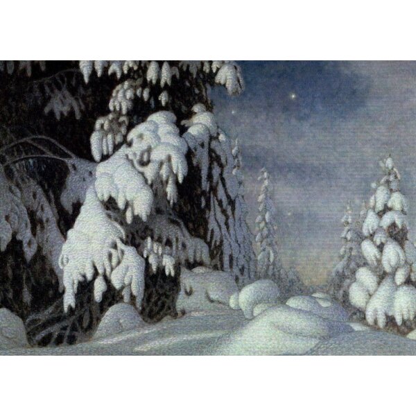 Gustav Fjæstad. Mondschein im Winter; 1895