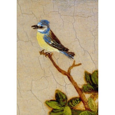 Oberrh.Meister.Paradiesgärtlein,Detail: Blaumeise,um...