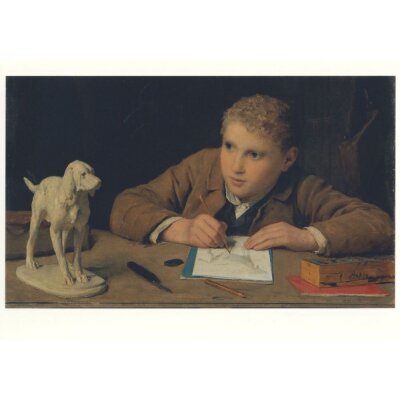 Albert Anker, Zeichnender Knabe, 1890