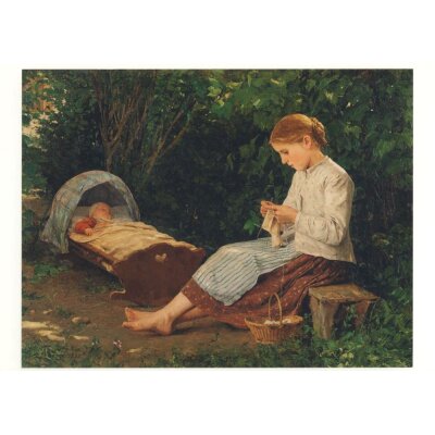 Albert Anker. Strickendes Mädchen, 1885