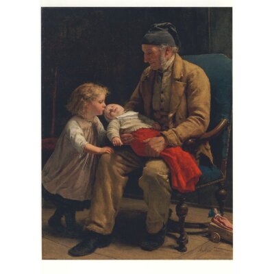 Albert Anker, Grossvater mit zwei Enkelkindern, 1881