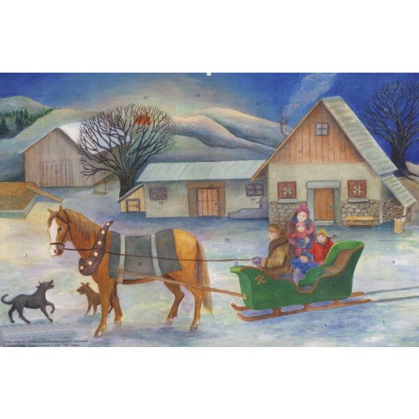 Anita von Ballmoos. Weihnachten auf dem Bauernhof. 47x31cm.