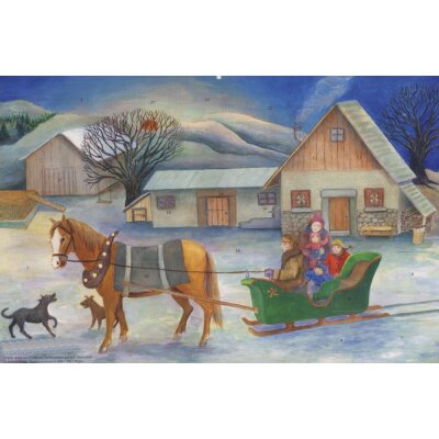 Anita von Ballmoos. Weihnachten auf dem Bauernhof. 47x31cm.