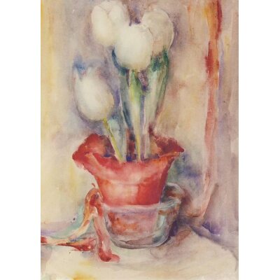 M.I. Hummel. Weiße Tulpen in rotem Topf, 1935/36