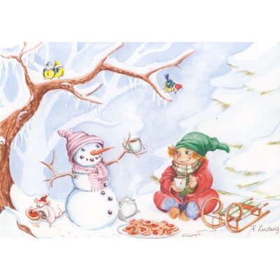 Franziska Ludwig. Zwerg Wunschbunt mit Schneemann