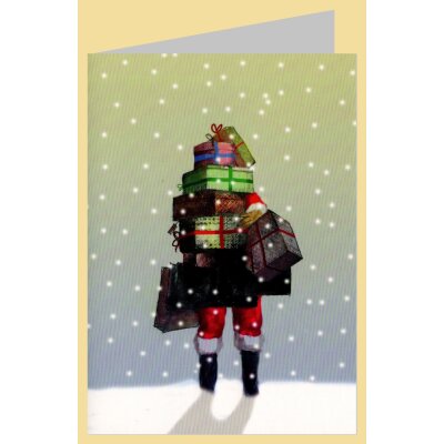 Gary Waters. Weihnachtsmann mit Stapel von Geschenken