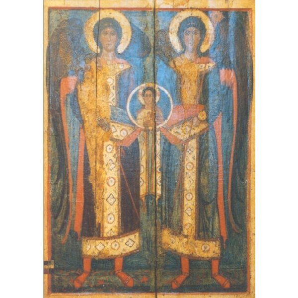 Russische Ikone. Die Erzengel Gabriel und Michael