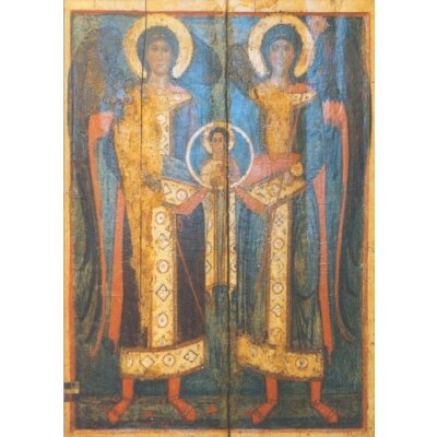 Russische Ikone. Die Erzengel Gabriel und Michael