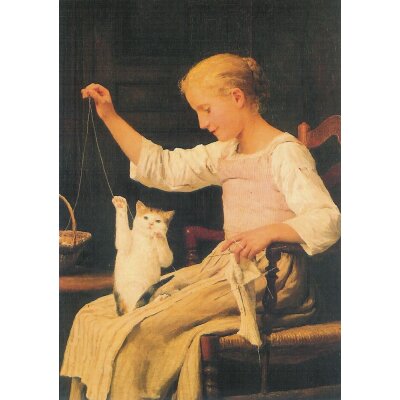 Albert Anker. Mädchen mit Katze