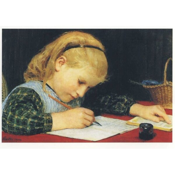 Albert Anker. Schreibendes Mädchen, 1904
