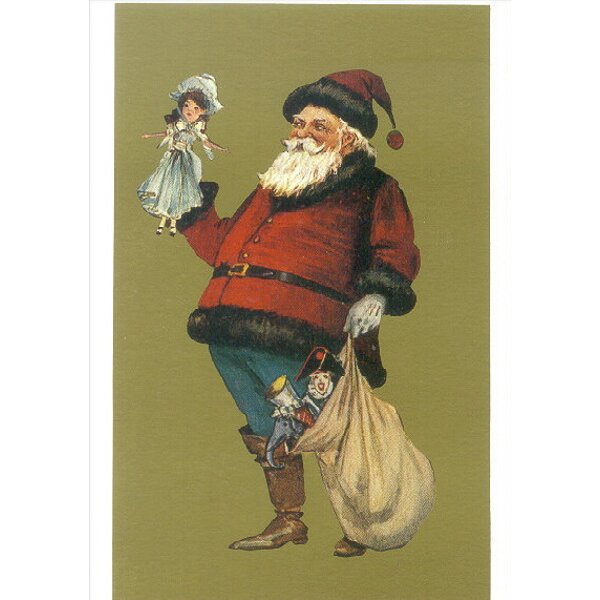 Weihnachtsmann mit Geschenken. Altes Motiv um 1900