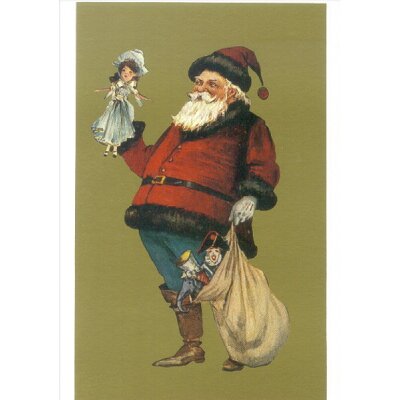 Weihnachtsmann mit Geschenken. Altes Motiv um 1900