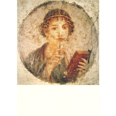 Pompeijanisches. Schreibendes Mädchen. Fresko