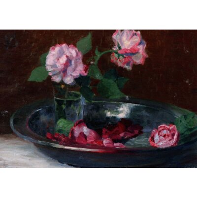 Fritz Overbeck. Rosa Rosen im Zinnteller, 1907