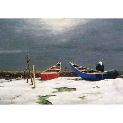 Franz Radziwill. Das rote und das blaue Boot im Schnee, 1935