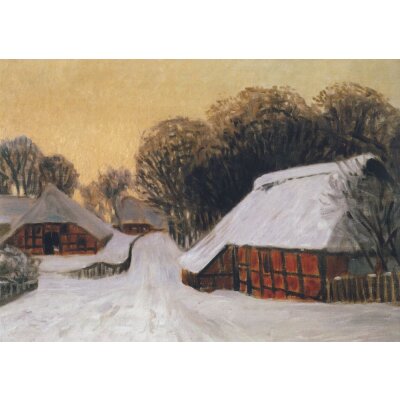 Hans Ende. Worpsweder Dorfstraße im Schnee
