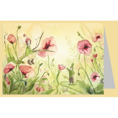 Karin Greisner. Elfen auf einer Blumenwiese