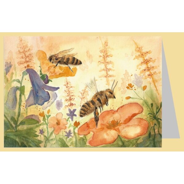 Karin Greisner. Bienen auf einer Blumenwiese