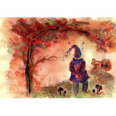 Karin Greisner. Zwerg mit Eichhörnchen