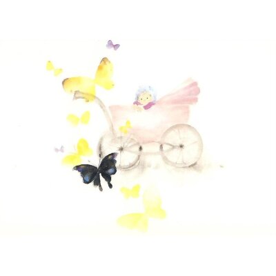 Chihiro Iwasaki. Schmetterlinge u. Baby im Kinderwagen, 1967