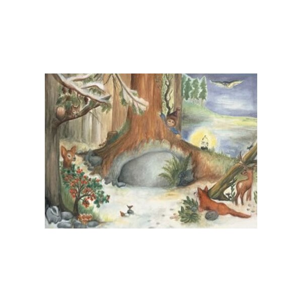 Effi Spalinger. Im Wald bei den Tieren. 47x31cm