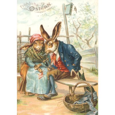 Historische Kunstkarte. Ein Osterschwätzchen