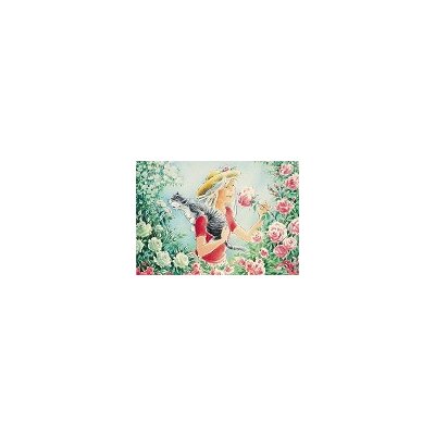 Hansson, G. Mädchen mit Katze und Rosen. KK