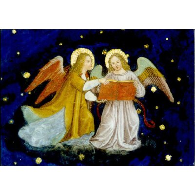 Bernardino Luini. Zwei musizierende Engel, Ausschnit