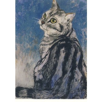 Loes Botman. Sitzende gestreifte Katze