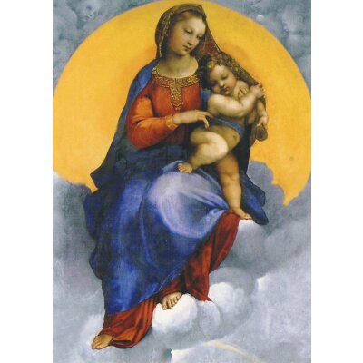 Raffael. Madonna mit Kind auf den Wolken