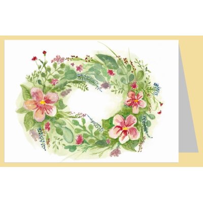 Karin Greisner. Blumenkranz mit rosa Blumen