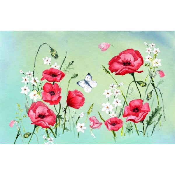 Karin Greisner. Mohnblumen auf einer Wiese
