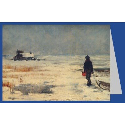Franz Marc. Knabe mit Schltten in Winterlandschaft, um 1902