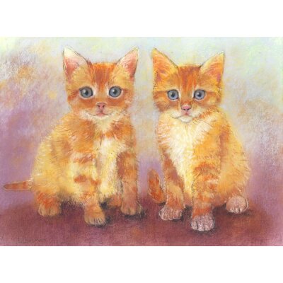 Loes Botman. Zwei Kätzchen, 2014 Pastell