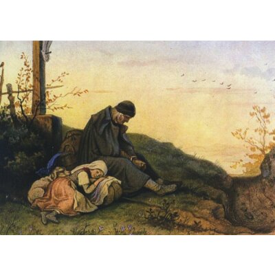Adrian-Ludwig Richter. Rast unterm Wegkreuz, 1865